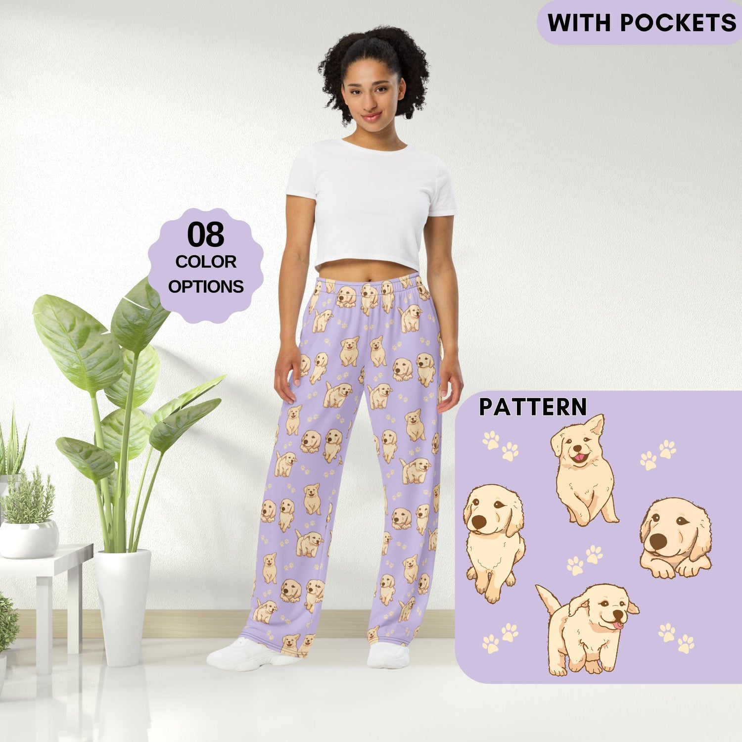 Golden Retriever Puppy Pajama Pants | Inclusive Sizing ywd4kc-br.myshopify.com