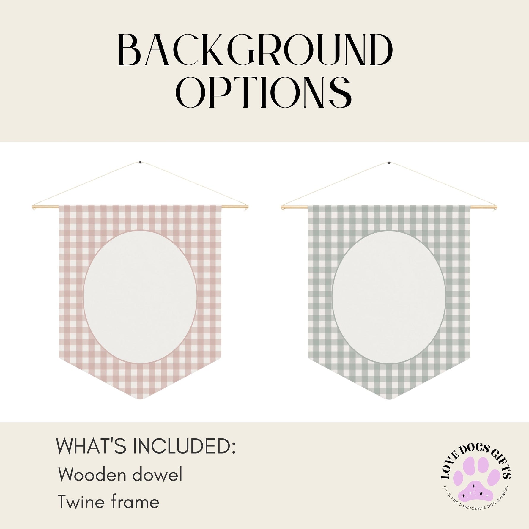 Goldendoodle Nursery Decor | Gingham Pennant Flag Wall Art ywd4kc-br.myshopify.com