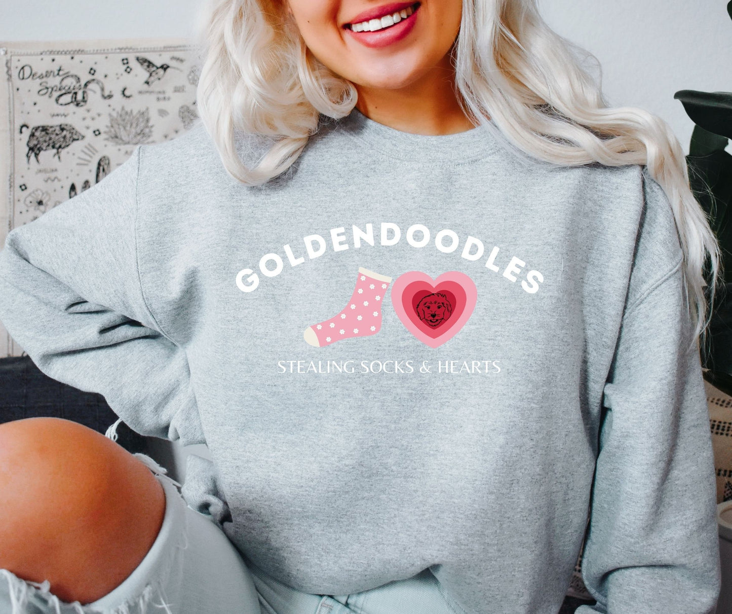 Goldendoodle Stealing Socks And Hearts Sweatshirt ywd4kc-br.myshopify.com