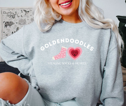 Goldendoodle Stealing Socks And Hearts Sweatshirt ywd4kc-br.myshopify.com