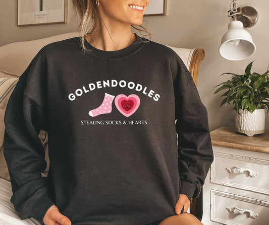 Goldendoodle Stealing Socks And Hearts Sweatshirt ywd4kc-br.myshopify.com