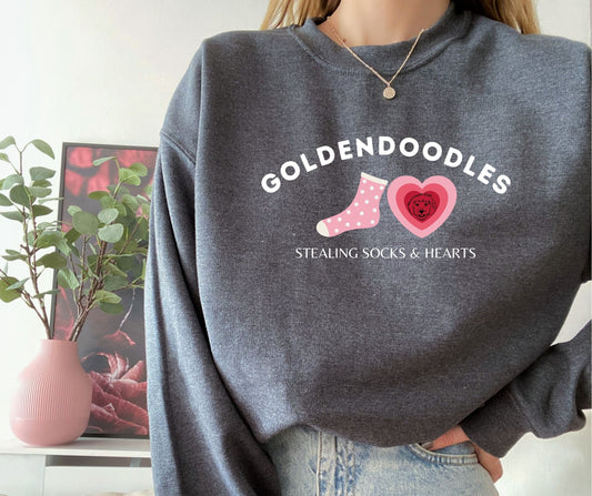Goldendoodle Stealing Socks And Hearts Sweatshirt ywd4kc-br.myshopify.com