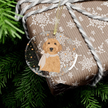 Goldendoodle With a Bow Christmas Ornament | Adorable Dog Decor ywd4kc-br.myshopify.com
