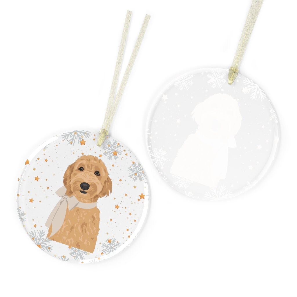 Goldendoodle With a Bow Christmas Ornament | Adorable Dog Decor ywd4kc-br.myshopify.com