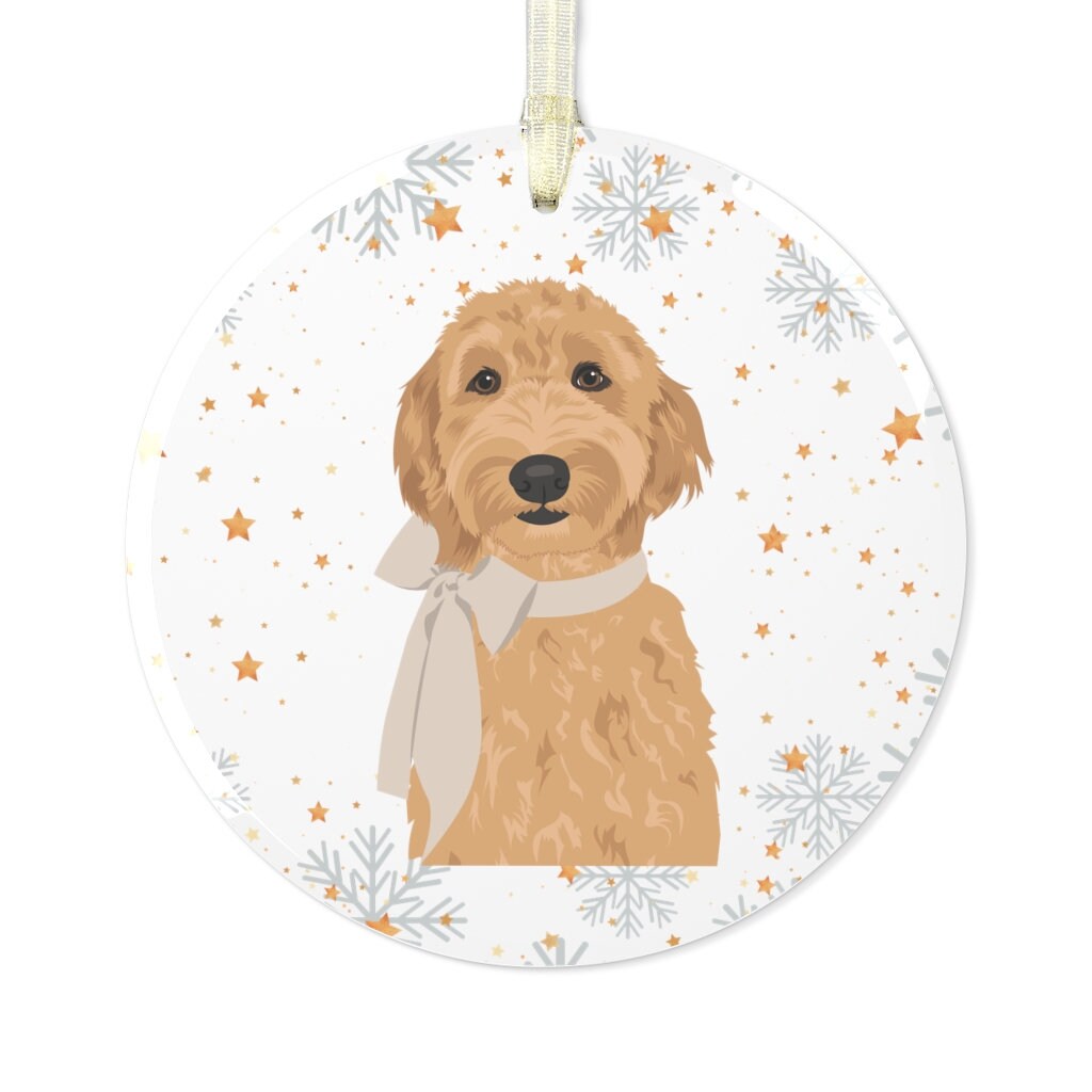 Goldendoodle With a Bow Christmas Ornament | Adorable Dog Decor ywd4kc-br.myshopify.com