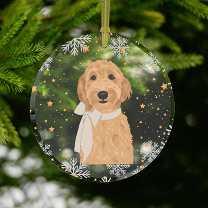 Goldendoodle With a Bow Christmas Ornament | Adorable Dog Decor ywd4kc-br.myshopify.com