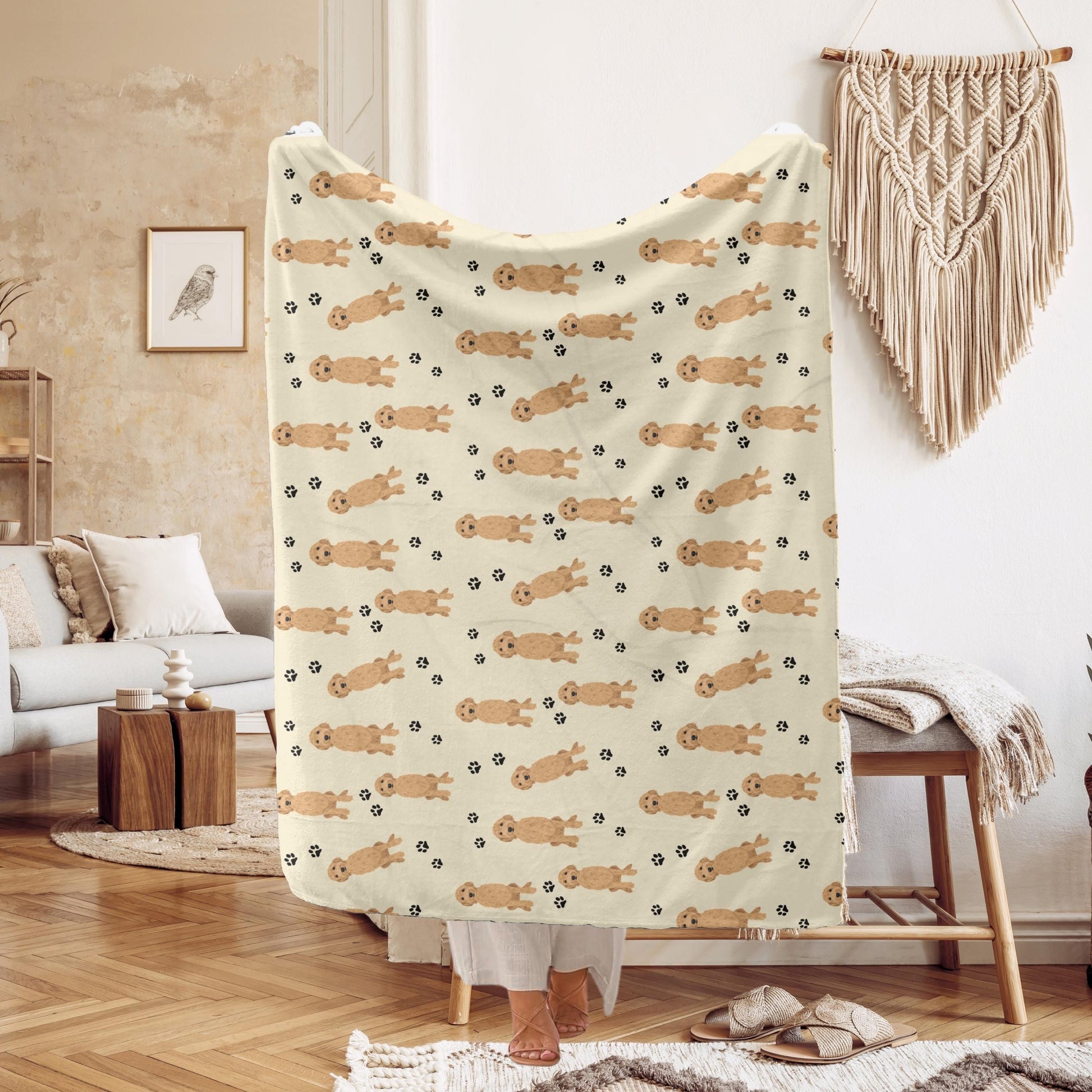 Goldendoodle blanket with paw print ywd4kc-br.myshopify.com