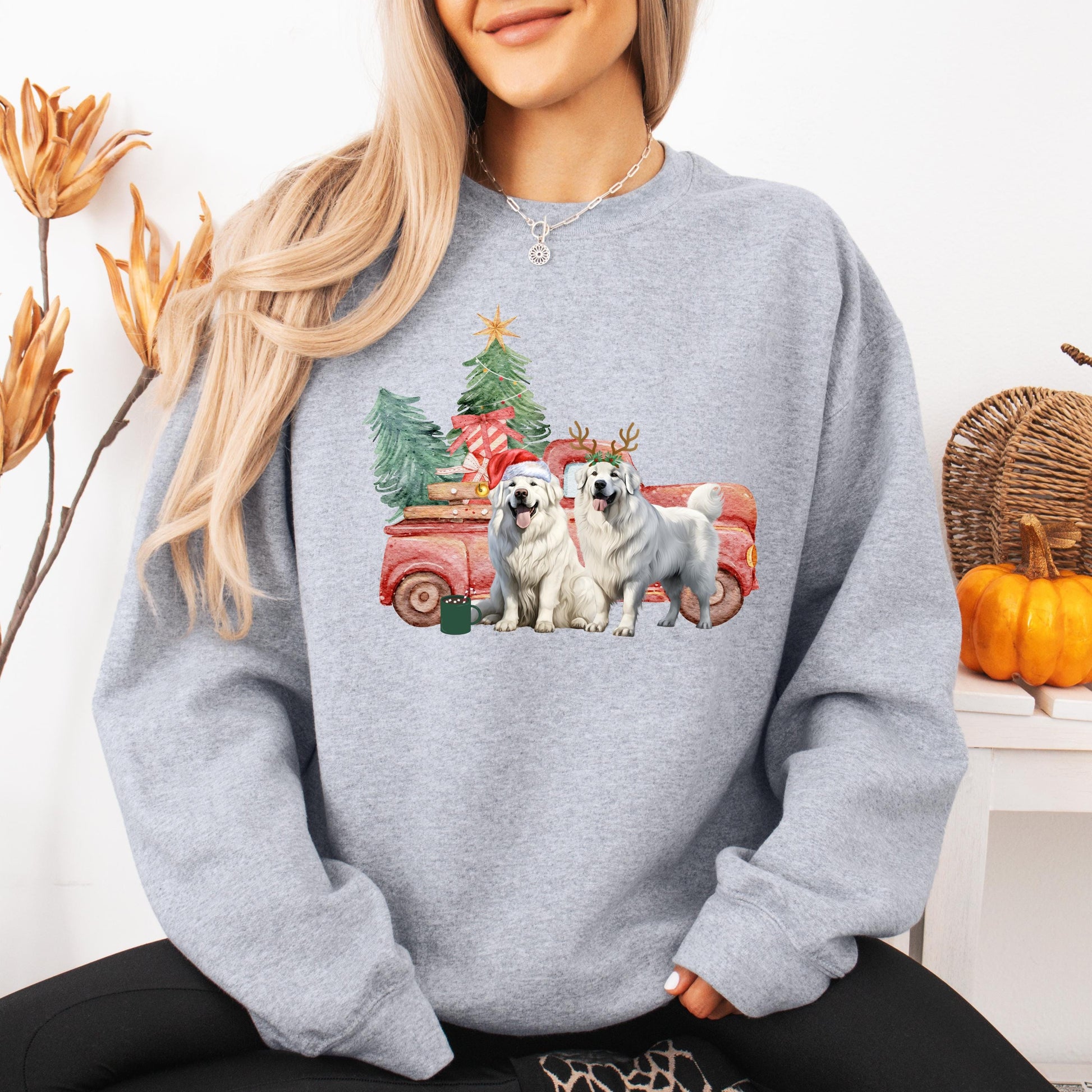 Great Pyrenees Christmas Truck Sweatshirt ywd4kc-br.myshopify.com
