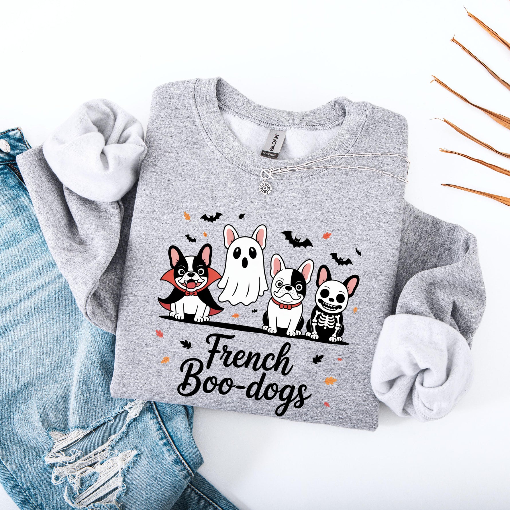 Halloween French Bulldog Sweatshirt: Fall Ghost Boo Dog Mom Gift ywd4kc-br.myshopify.com