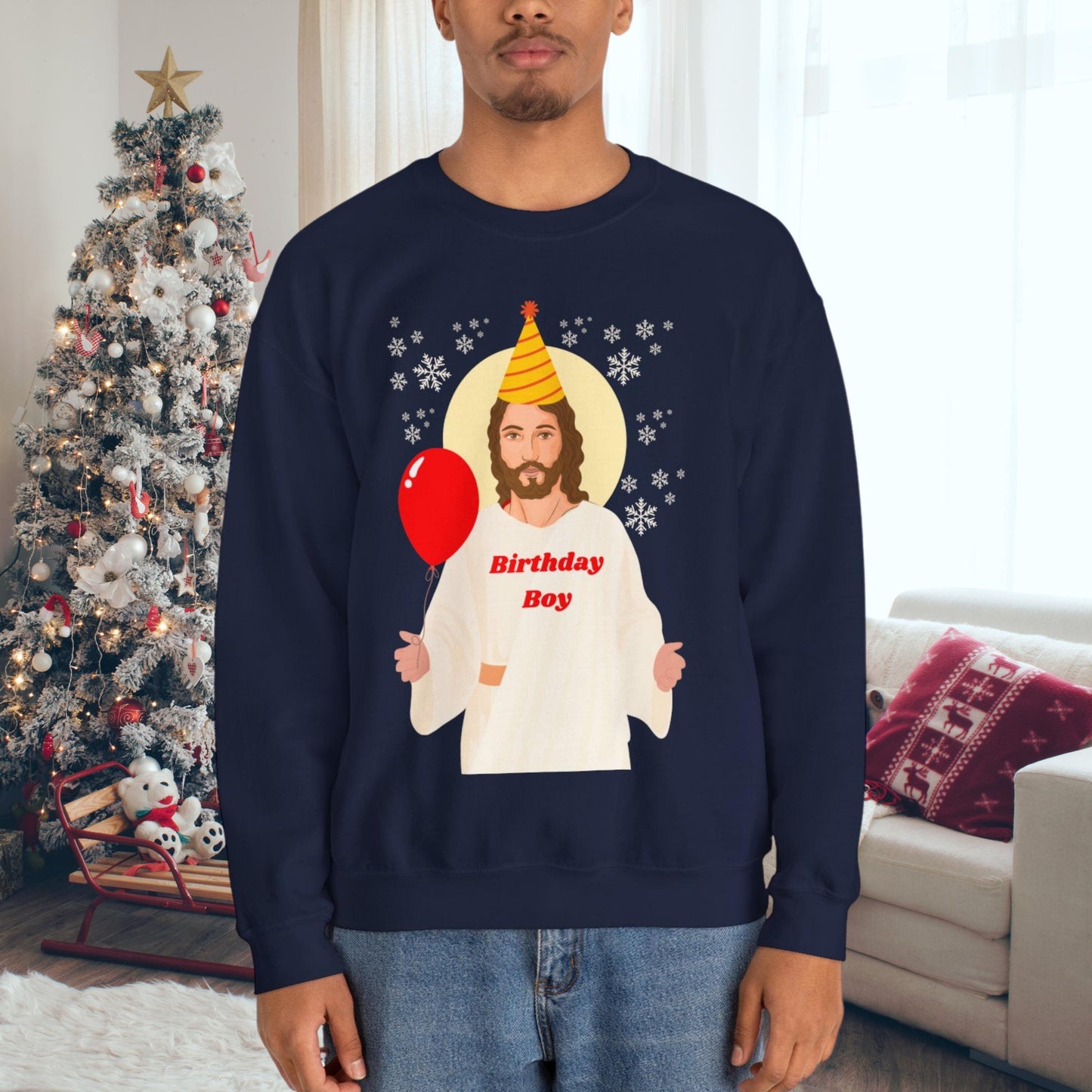 Happy Birthday Jesus Sweatshirt, jesus gifts, funny ugly christmas sweater, husband xmas gift, 2025 new years gift, husband gift, boyfriend ywd4kc-br.myshopify.com