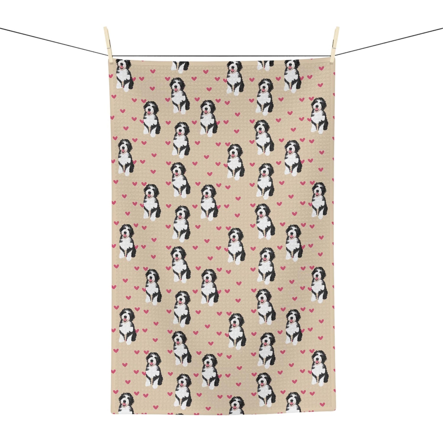 Hearts Bernedoodle Kitchen Towel | Dog Tea Towel | 8 Colors ywd4kc-br.myshopify.com