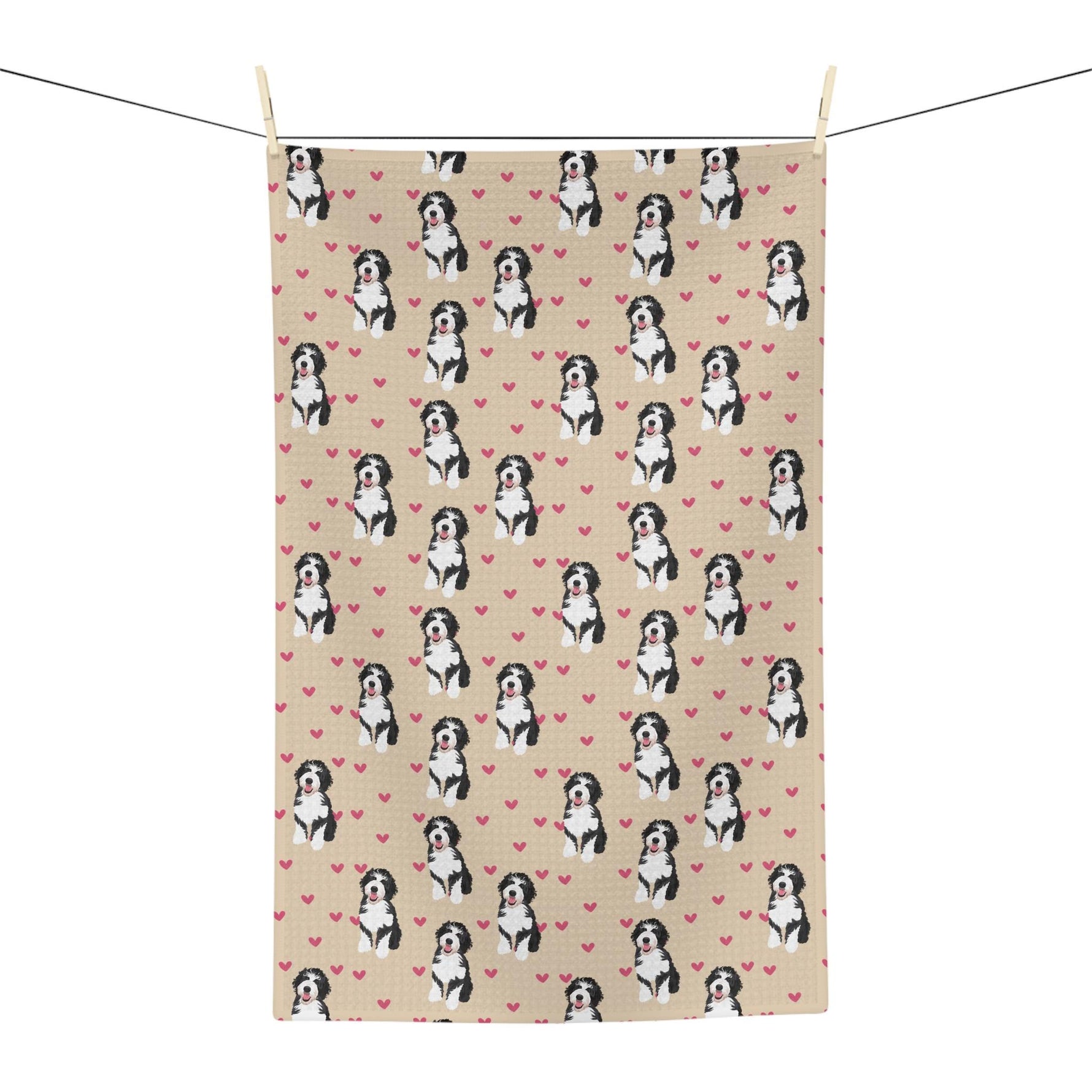 Hearts Bernedoodle Kitchen Towel | Dog Tea Towel | 8 Colors ywd4kc-br.myshopify.com