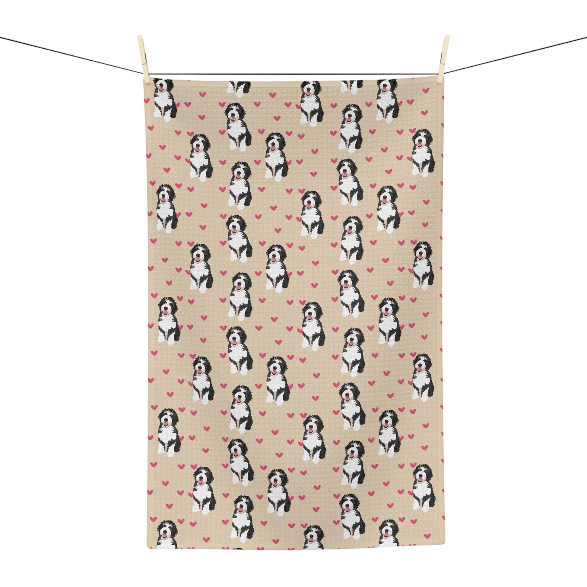 Hearts Bernedoodle Kitchen Towel | Dog Tea Towel | 8 Colors ywd4kc-br.myshopify.com