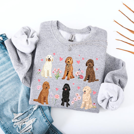 Hearts & Flowers Golden Doodle Sweatshirt | T-Shirt ywd4kc-br.myshopify.com