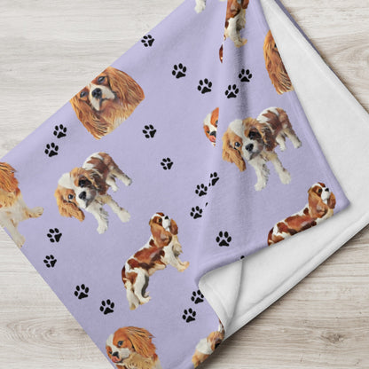 King Charles Cavalier Spaniel Blanket With Dog Paw Print ywd4kc-br.myshopify.com