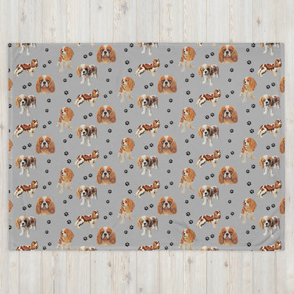 King Charles Cavalier Spaniel Blanket With Dog Paw Print ywd4kc-br.myshopify.com