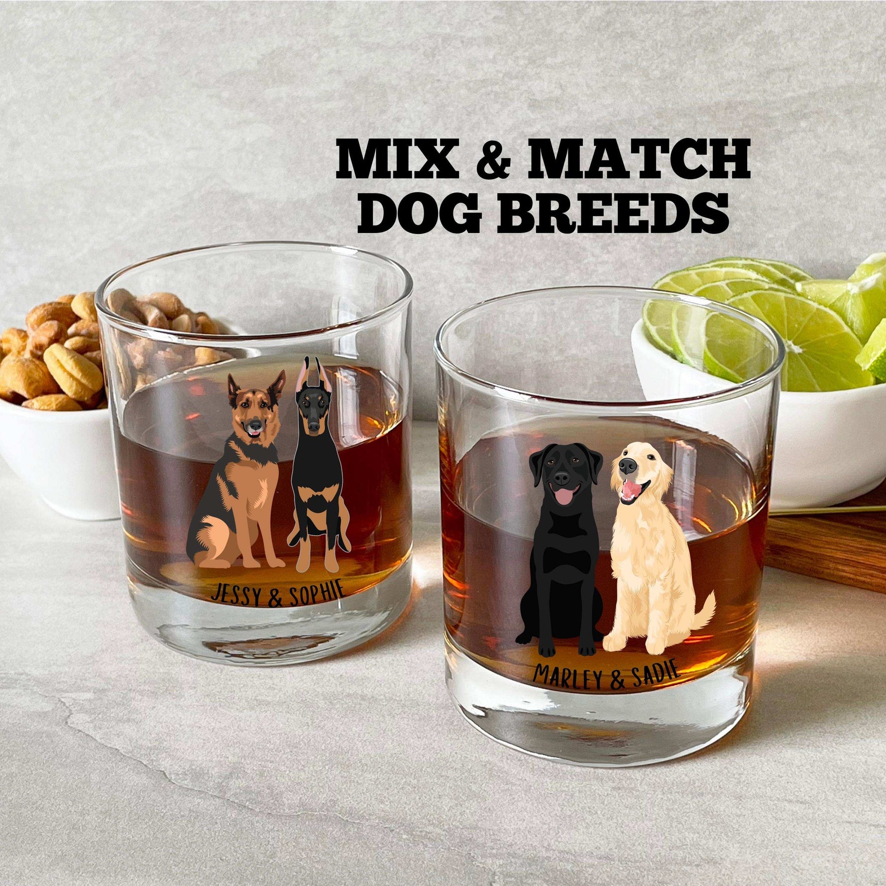 Mix & Match Personalized Dog Breed Whiskey Glass ywd4kc-br.myshopify.com