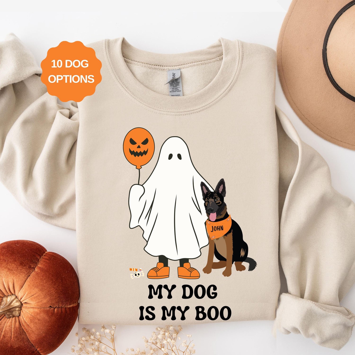 My German Shepherd Is My Boo Halloween Ghost Sweatshirt ywd4kc-br.myshopify.com