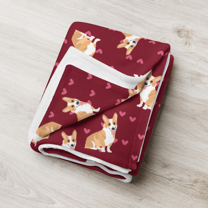 Pembroke Welsh Corgi Blanket With Hearts ywd4kc-br.myshopify.com