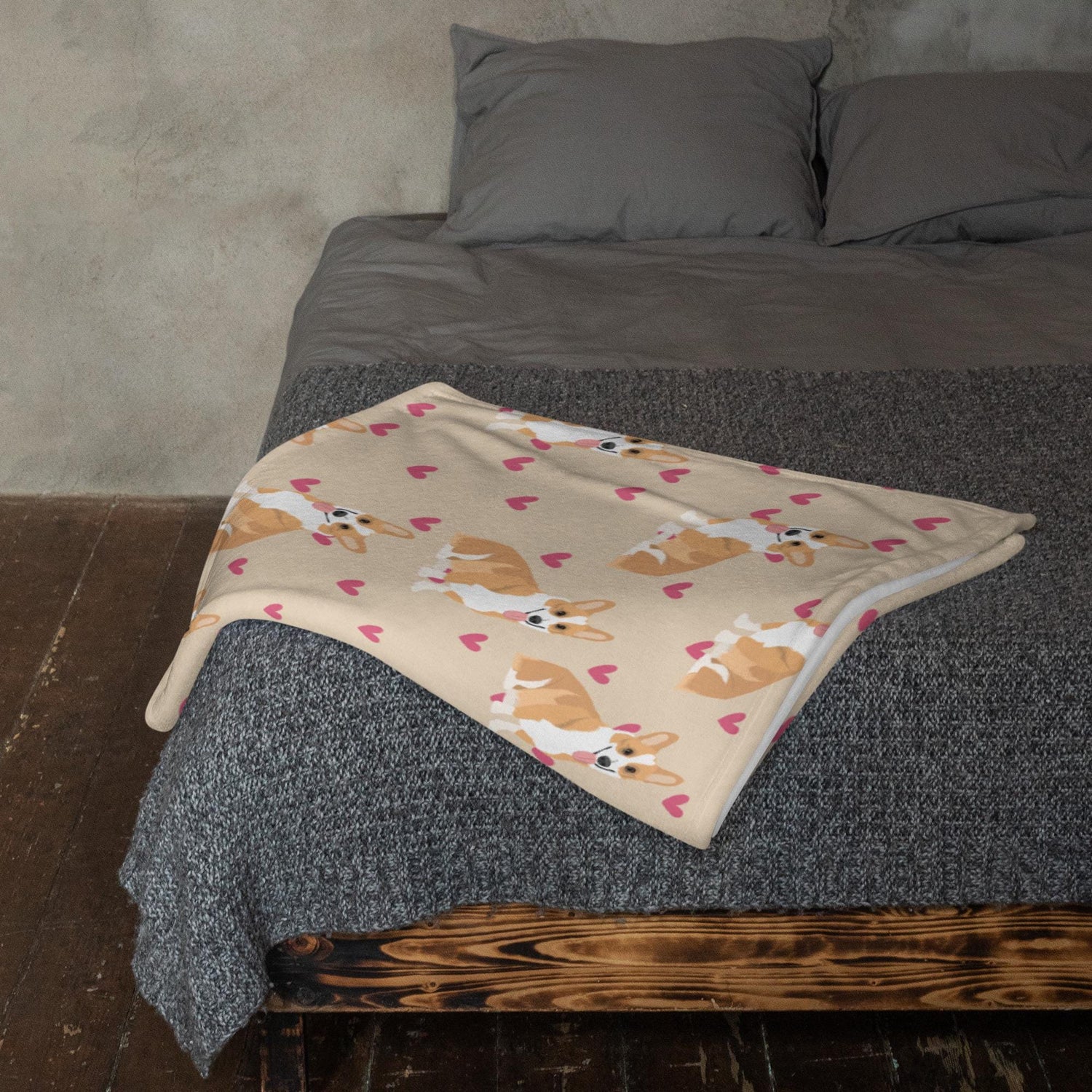 Pembroke Welsh Corgi Blanket With Hearts ywd4kc-br.myshopify.com