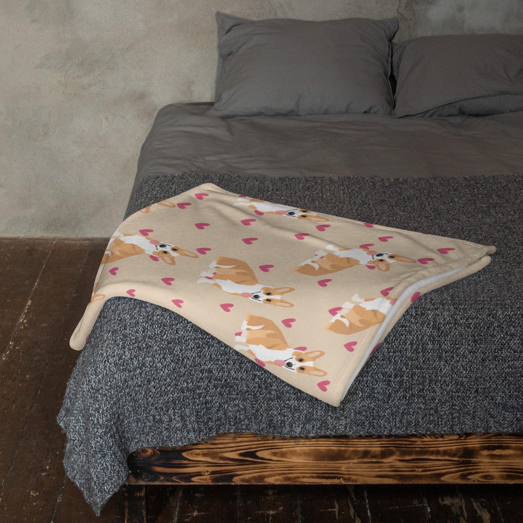 Pembroke Welsh Corgi Blanket With Hearts ywd4kc-br.myshopify.com