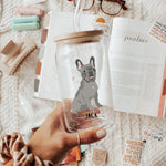 Personalized French Bulldog Tumbler Glass ywd4kc-br.myshopify.com