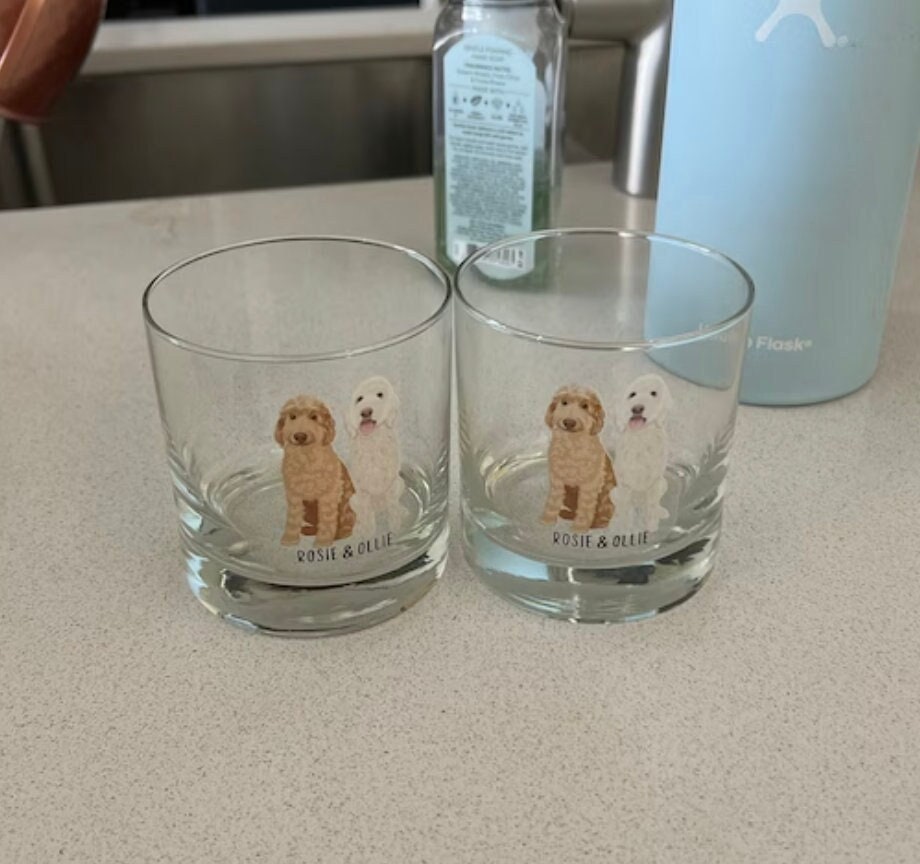 Personalized Goldendoodle whiskey glass ywd4kc-br.myshopify.com