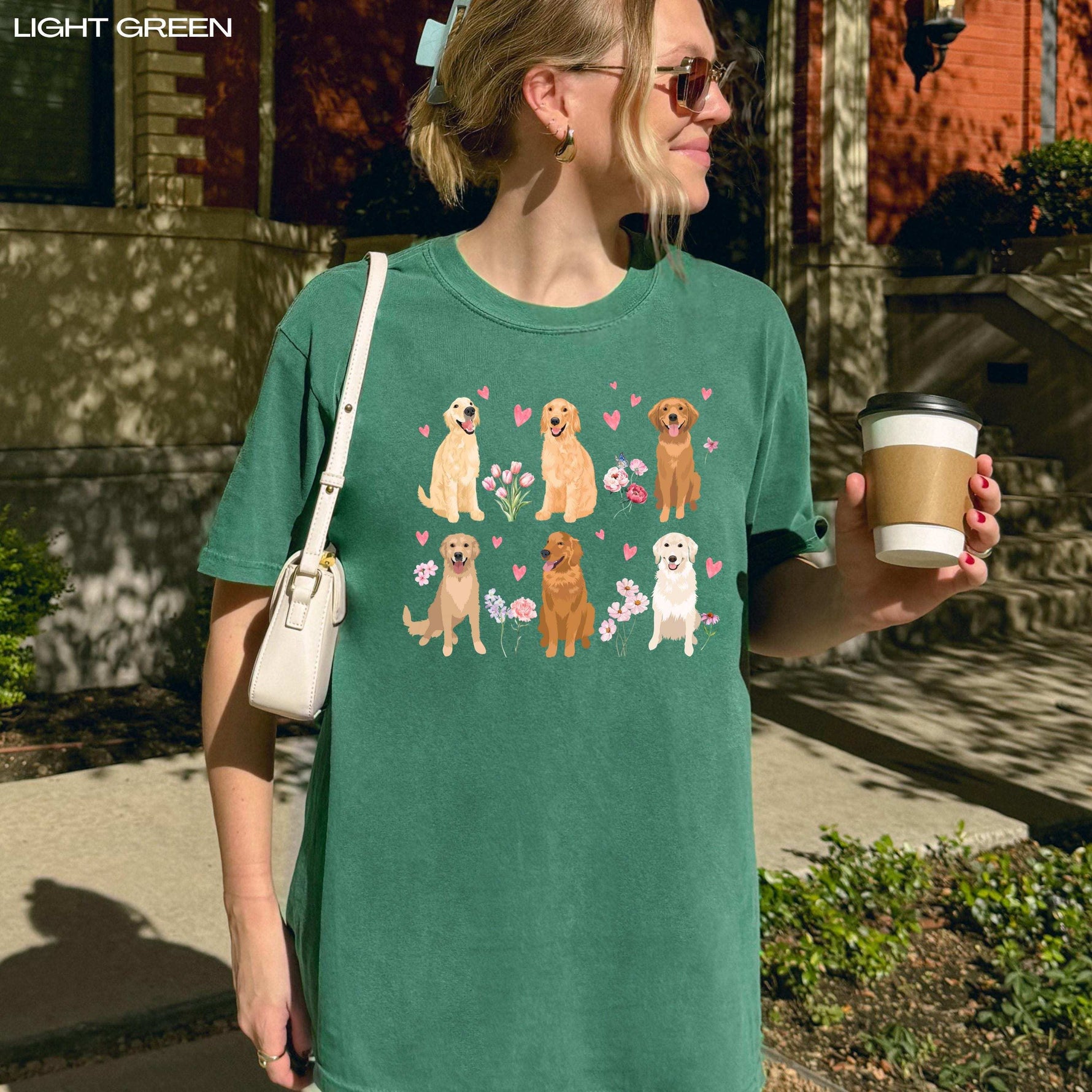 Pink Flowers Golden Retriever Shirt ywd4kc-br.myshopify.com