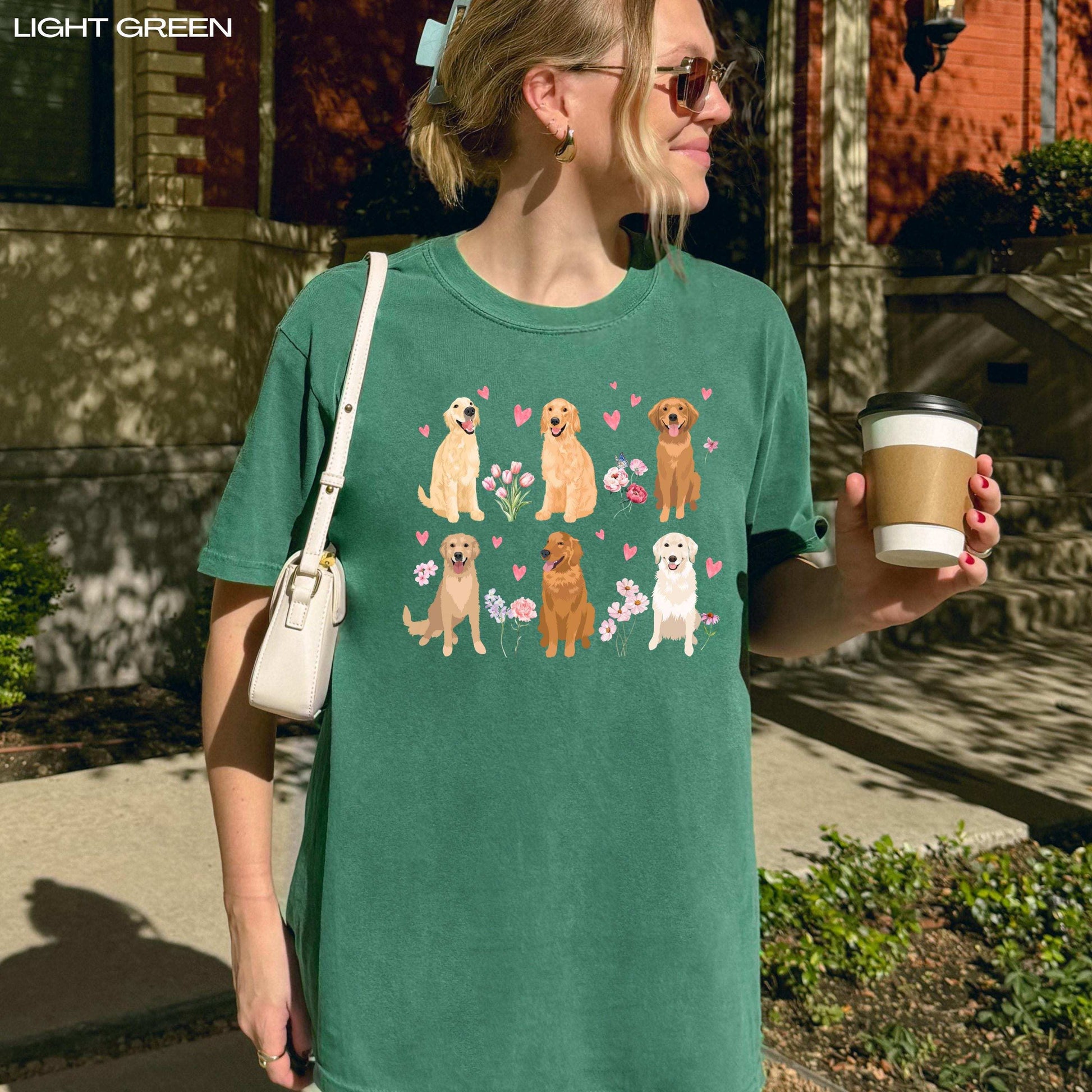 Pink Flowers Golden Retriever Shirt ywd4kc-br.myshopify.com