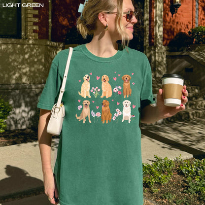 Pink Flowers Golden Retriever Shirt ywd4kc-br.myshopify.com