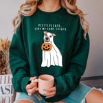 Pitty Please Give Me Some Treats Sweatshirt | Halloween Ghost Pitbull ywd4kc-br.myshopify.com