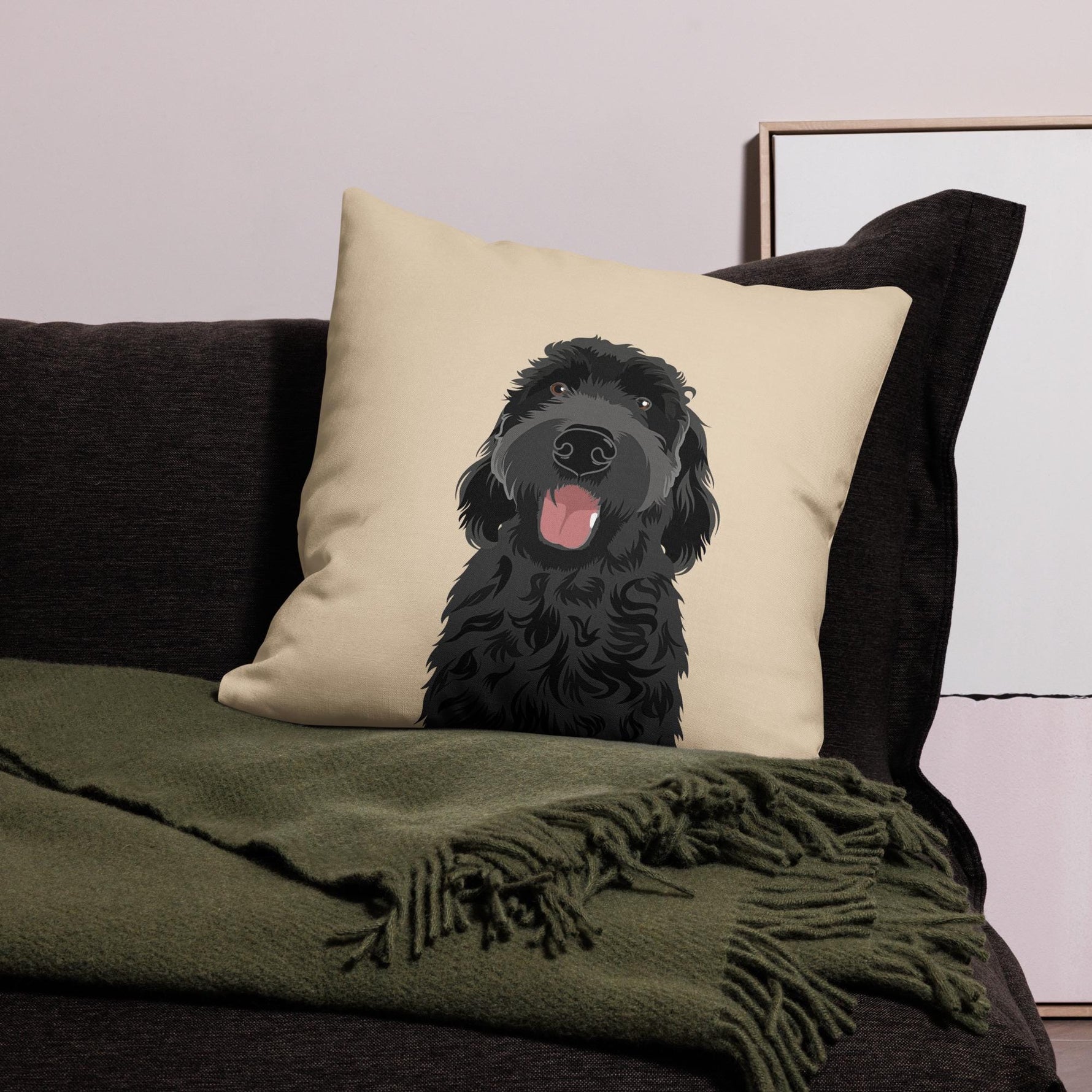 Premium Black Goldendoodle Pillow ywd4kc-br.myshopify.com