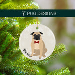 Pug Christmas Ornament | Ceramic Xmas Tree Decoration | 7 Pug Options ywd4kc-br.myshopify.com