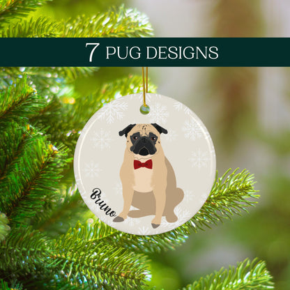 Pug Christmas Ornament | Ceramic Xmas Tree Decoration | 7 Pug Options ywd4kc-br.myshopify.com