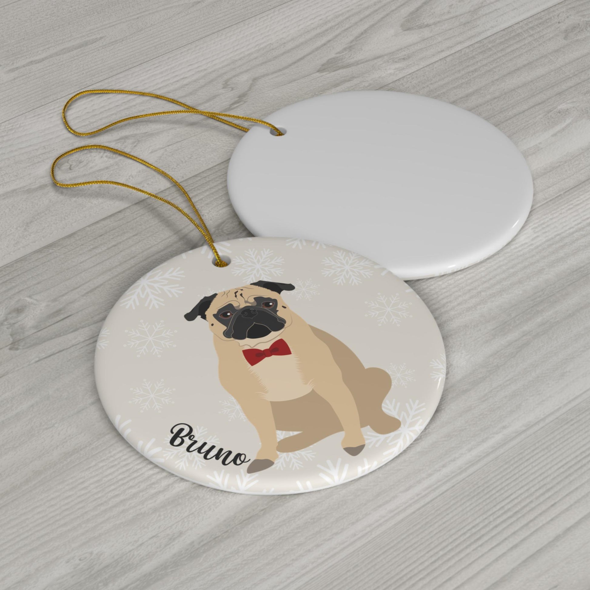 Pug Christmas Ornament | Ceramic Xmas Tree Decoration | 7 Pug Options ywd4kc-br.myshopify.com