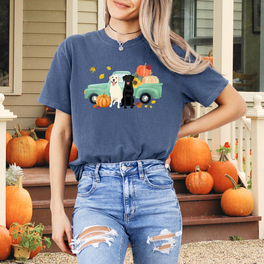 Pumpkin Truck Fall Labrador shirt, mama labrador gift, wife birthday gift, dog mom Halloween shirt, Christmas labrador shirt, retriever gift ywd4kc-br.myshopify.com
