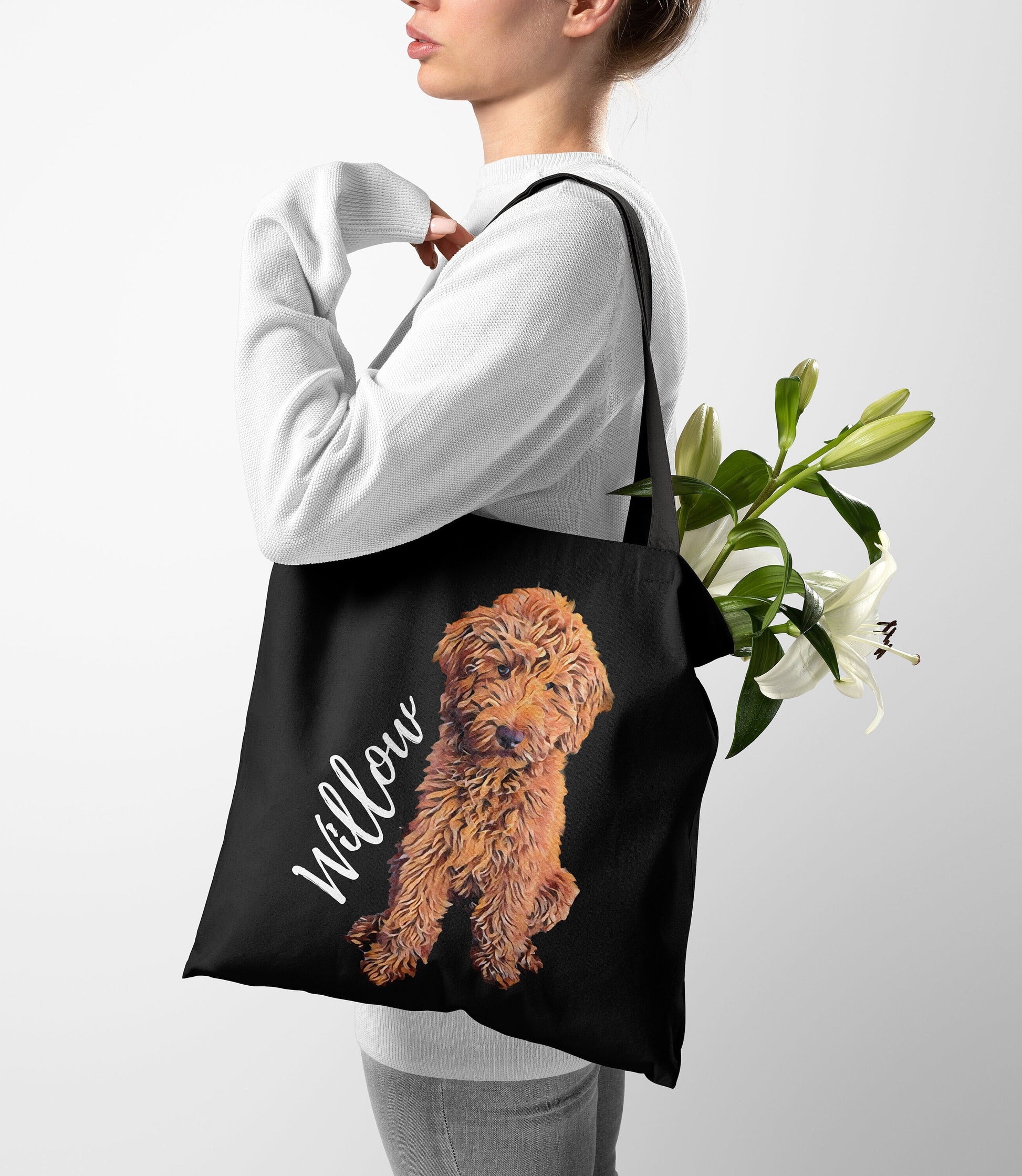 Red Golden Doodle Tote Bag With Dogs Name ywd4kc-br.myshopify.com
