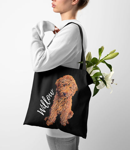 Red Golden Doodle Tote Bag With Dogs Name ywd4kc-br.myshopify.com