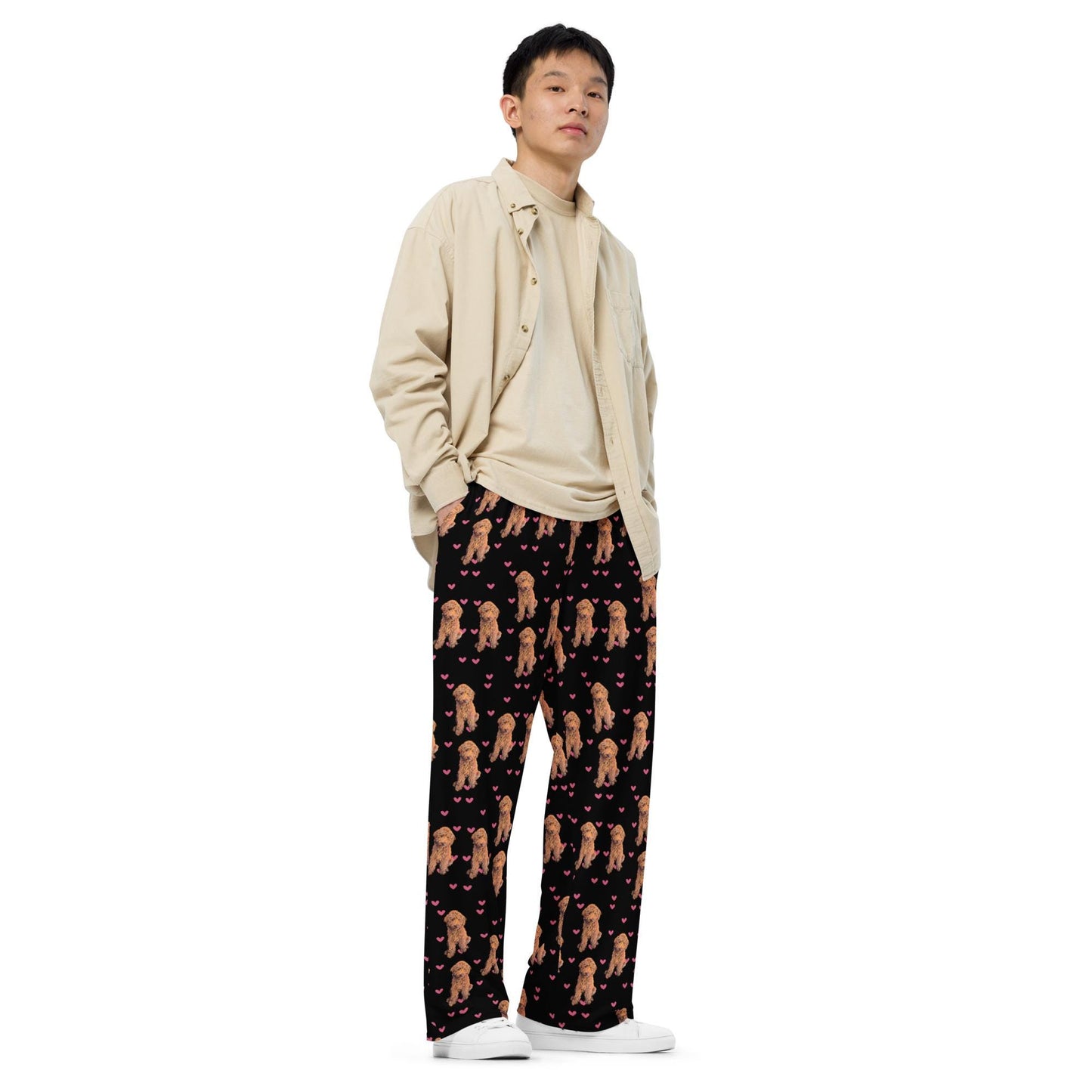 Red Goldendoodle Pajama Pants With Hearts | 2XS - 6XL ywd4kc-br.myshopify.com
