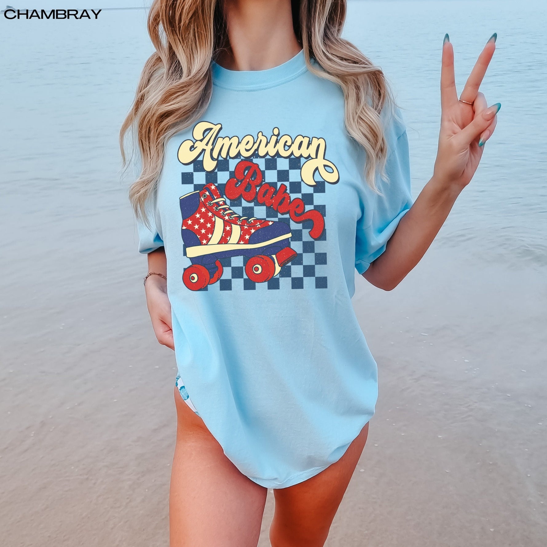 Retro American Babe Rollerskater Shirt ywd4kc-br.myshopify.com