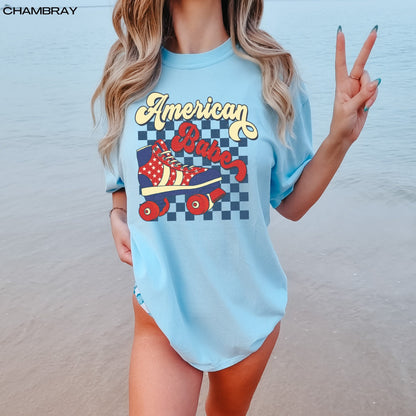 Retro American Babe Rollerskater Shirt ywd4kc-br.myshopify.com