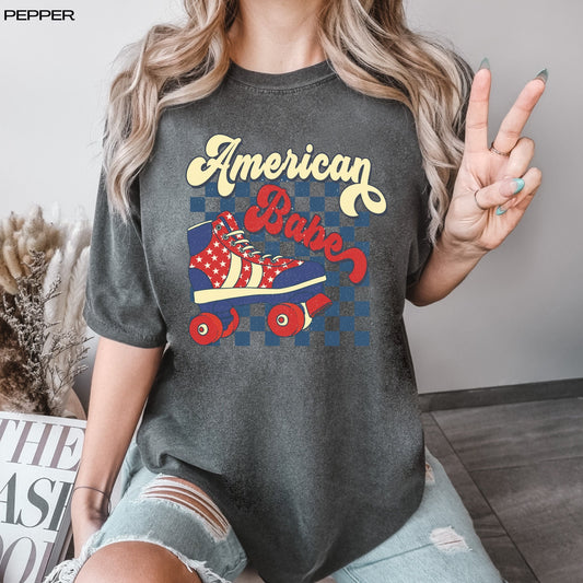 Retro American Babe Rollerskater Shirt ywd4kc-br.myshopify.com