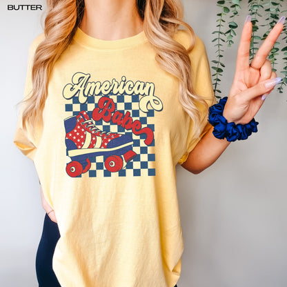 Retro American Babe Rollerskater Shirt ywd4kc-br.myshopify.com