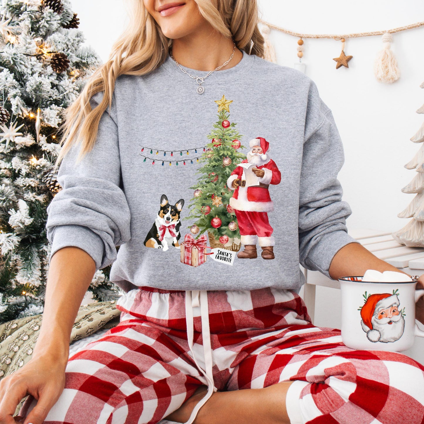 Santa Favorite Corgi Sweatshirt, Christmas corgi gift, winter welsh pembroke corgi shirt, wife anniversary gift, thanksgiving sweater ywd4kc-br.myshopify.com