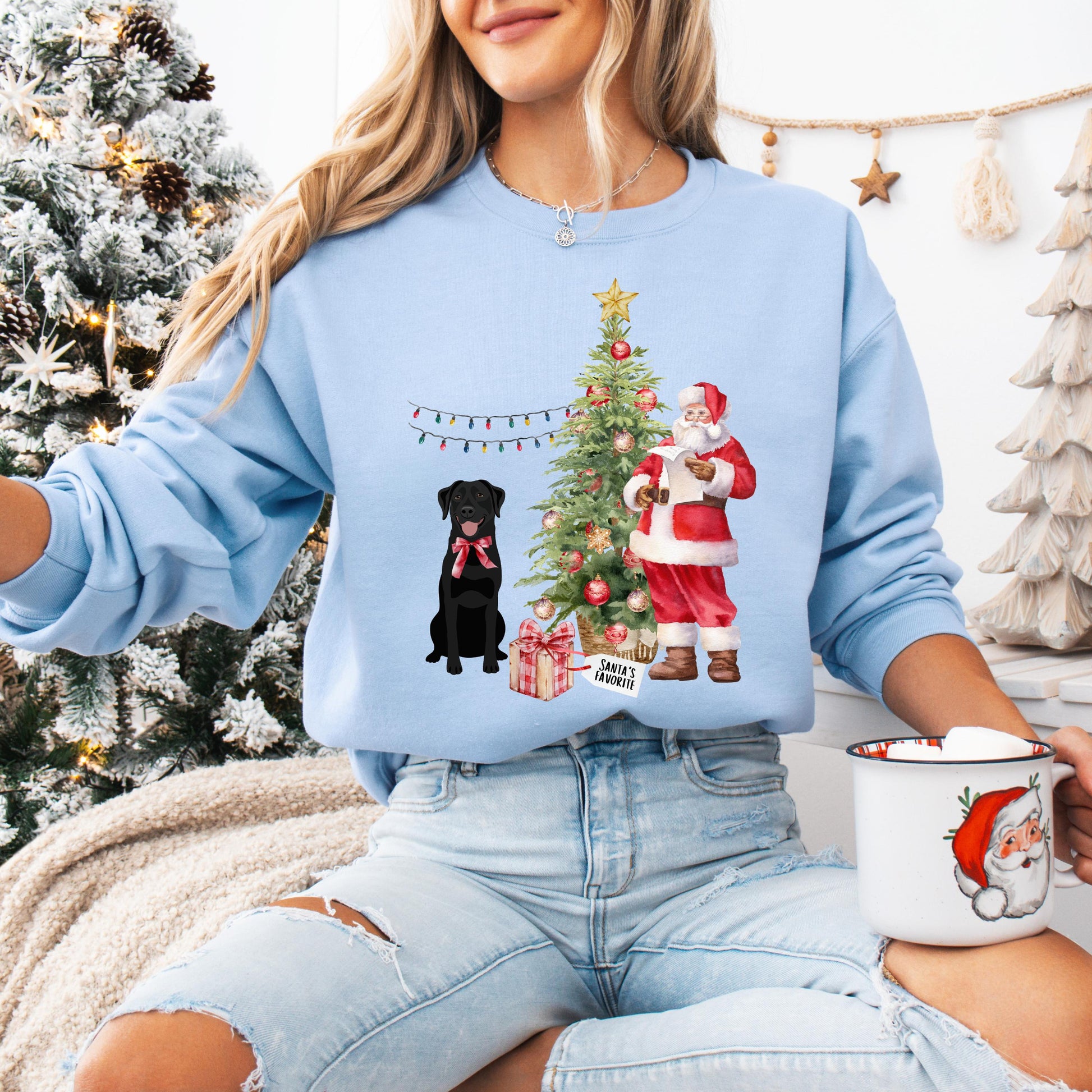 Santas Favorite Labrador Sweatshirt, Christmas labrador retriever gift, yelow lab shirt, black labrador puppy, red fox labrador dog mom gift ywd4kc-br.myshopify.com