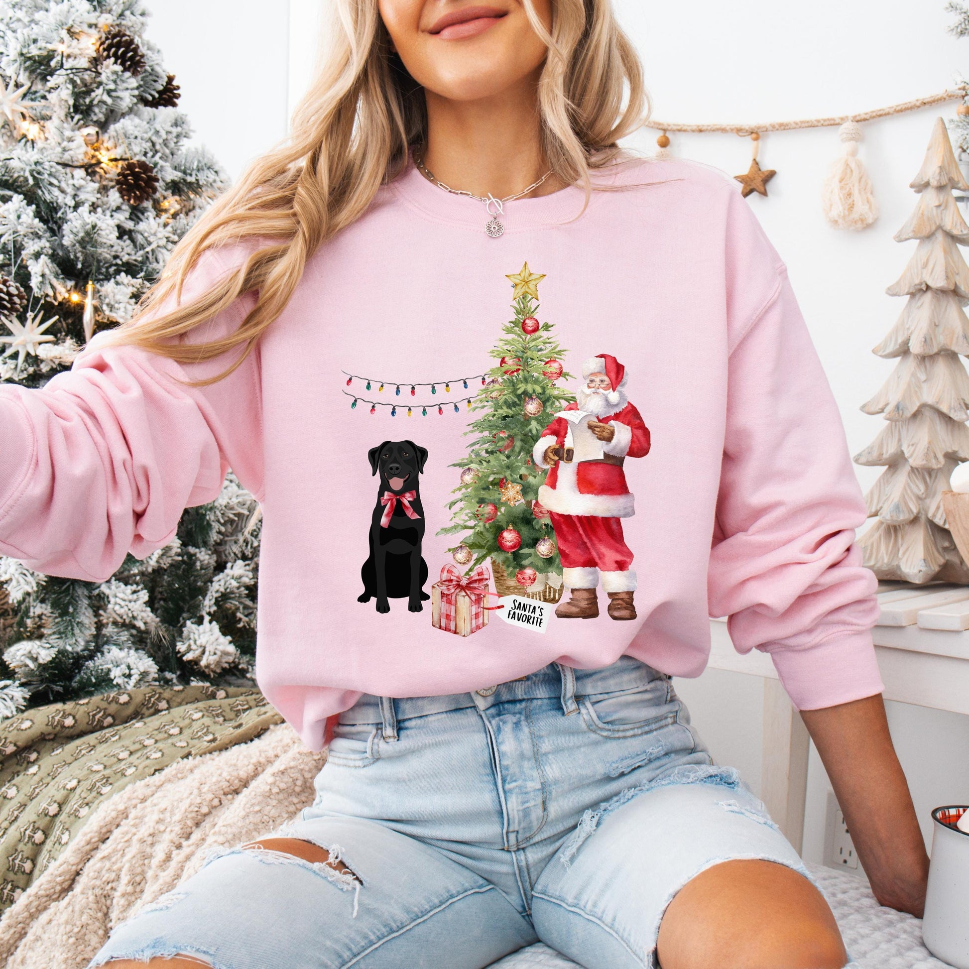 Santas Favorite Labrador Sweatshirt, Christmas labrador retriever gift, yelow lab shirt, black labrador puppy, red fox labrador dog mom gift ywd4kc-br.myshopify.com