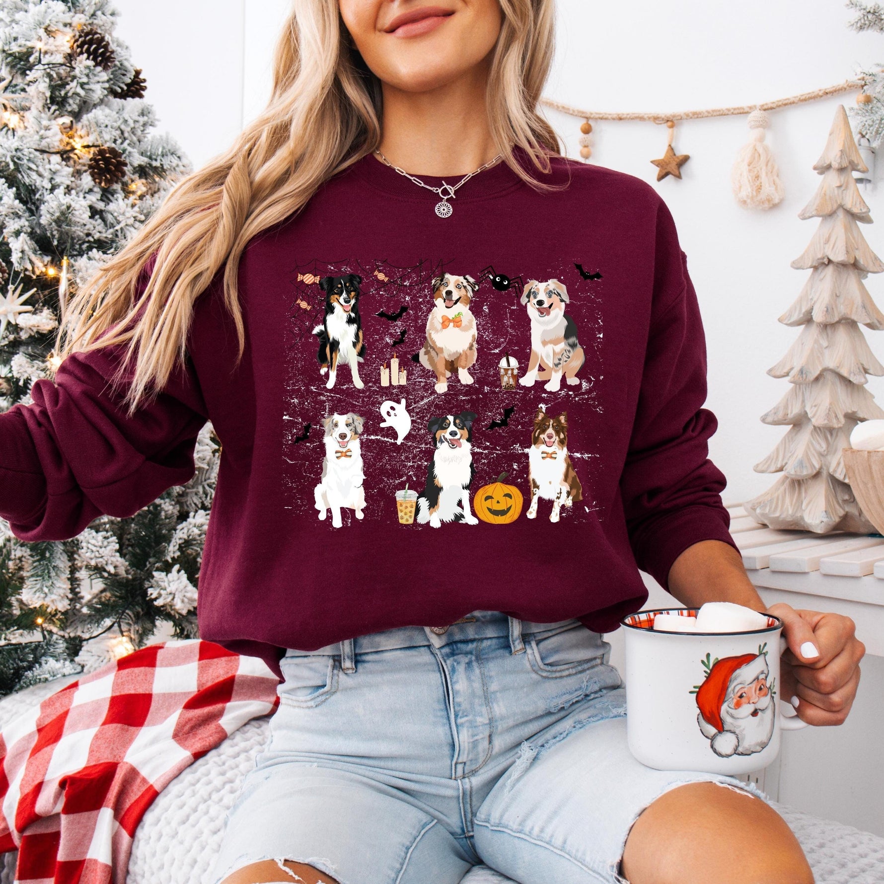 Spooky Halloween Australian Shepherd Sweatshirt ywd4kc-br.myshopify.com