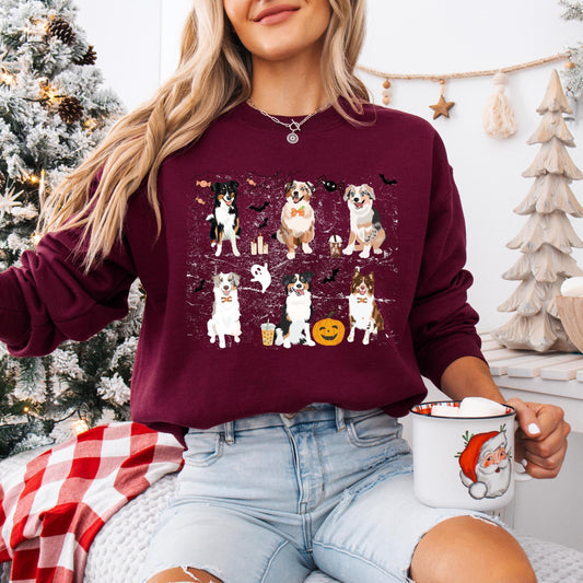 Spooky Halloween Australian Shepherd Sweatshirt ywd4kc-br.myshopify.com