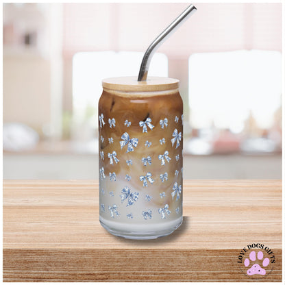 Toile De Jouy Blue Bows Tumbler Glass ywd4kc-br.myshopify.com