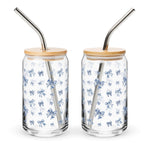 Toile De Jouy Blue Bows Tumbler Glass ywd4kc-br.myshopify.com